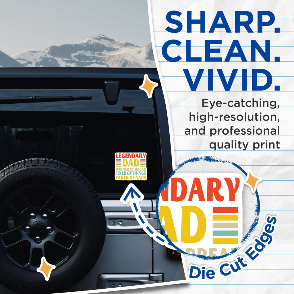 (2 Pack) Legendary Dad Stickers - Winner of Bread - Fixer of Things - Taker of Naps - 5" On Longest Side - Sticks to Smooth Flat Surfaces - Made in USA - BMCS4711