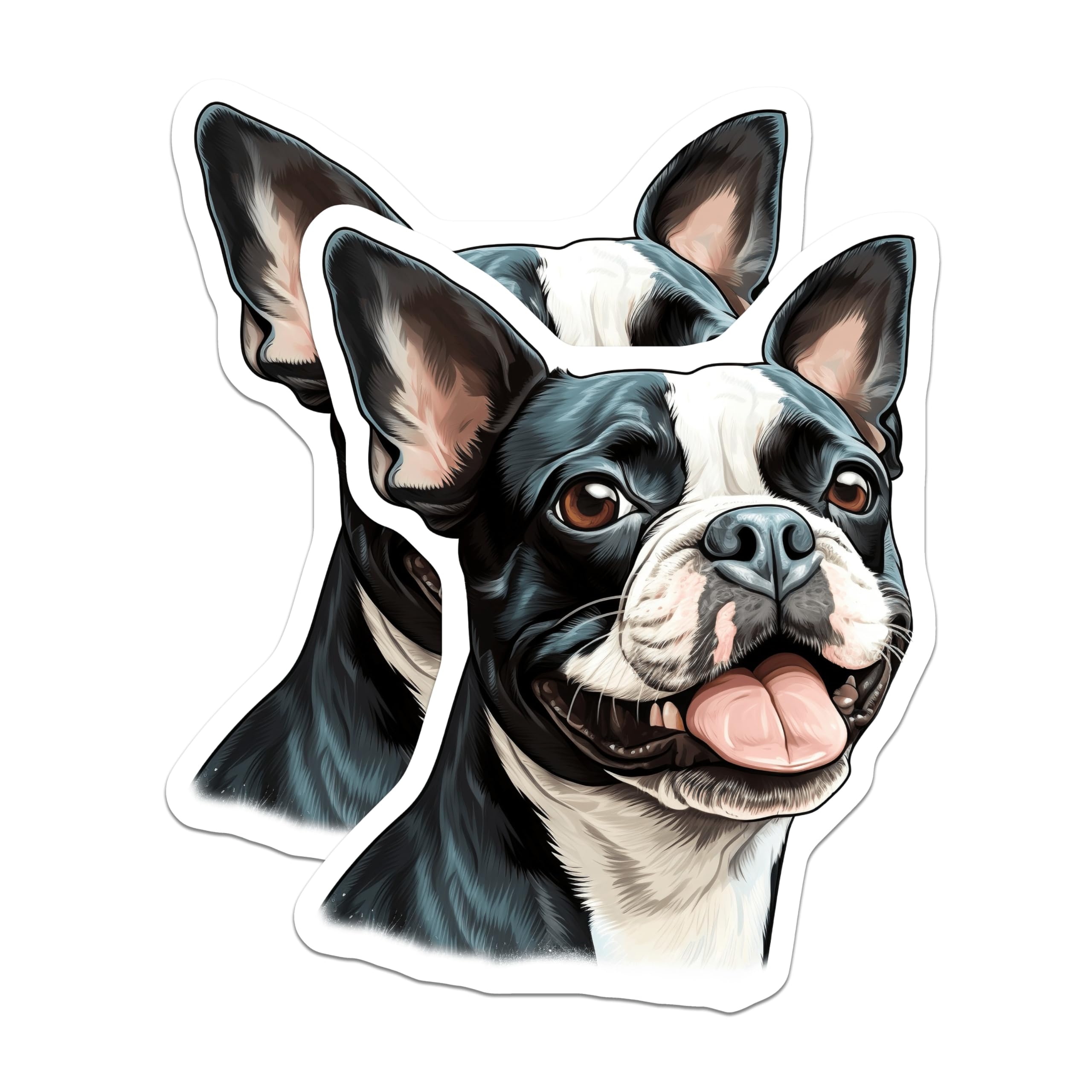 (2 Pack) Boston Terrier Magnets - Happy Dog Breed Artwork - Pet Owner Decor for Fridge - 5 Inches On Longest Side - Thick Durable Magnet - Made in USA - MAG27008