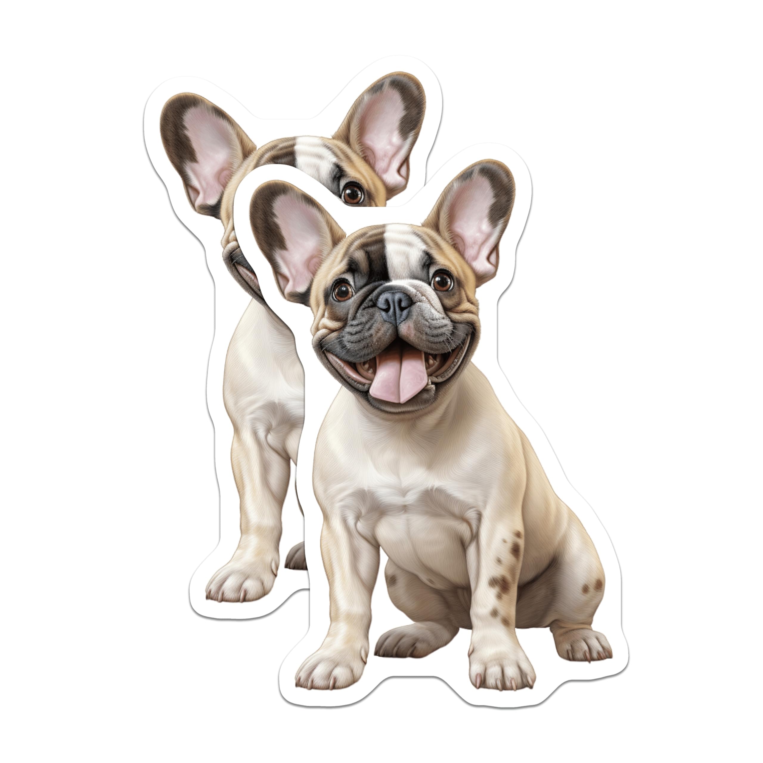 (2 Pack) Happy French Bulldog Magnets - Frenchie Puppy Decor - Dog Lover Refrigerator Magnets - 5 Inches On Longest Side - Thick Durable Magnet - Made in USA - MAG27388