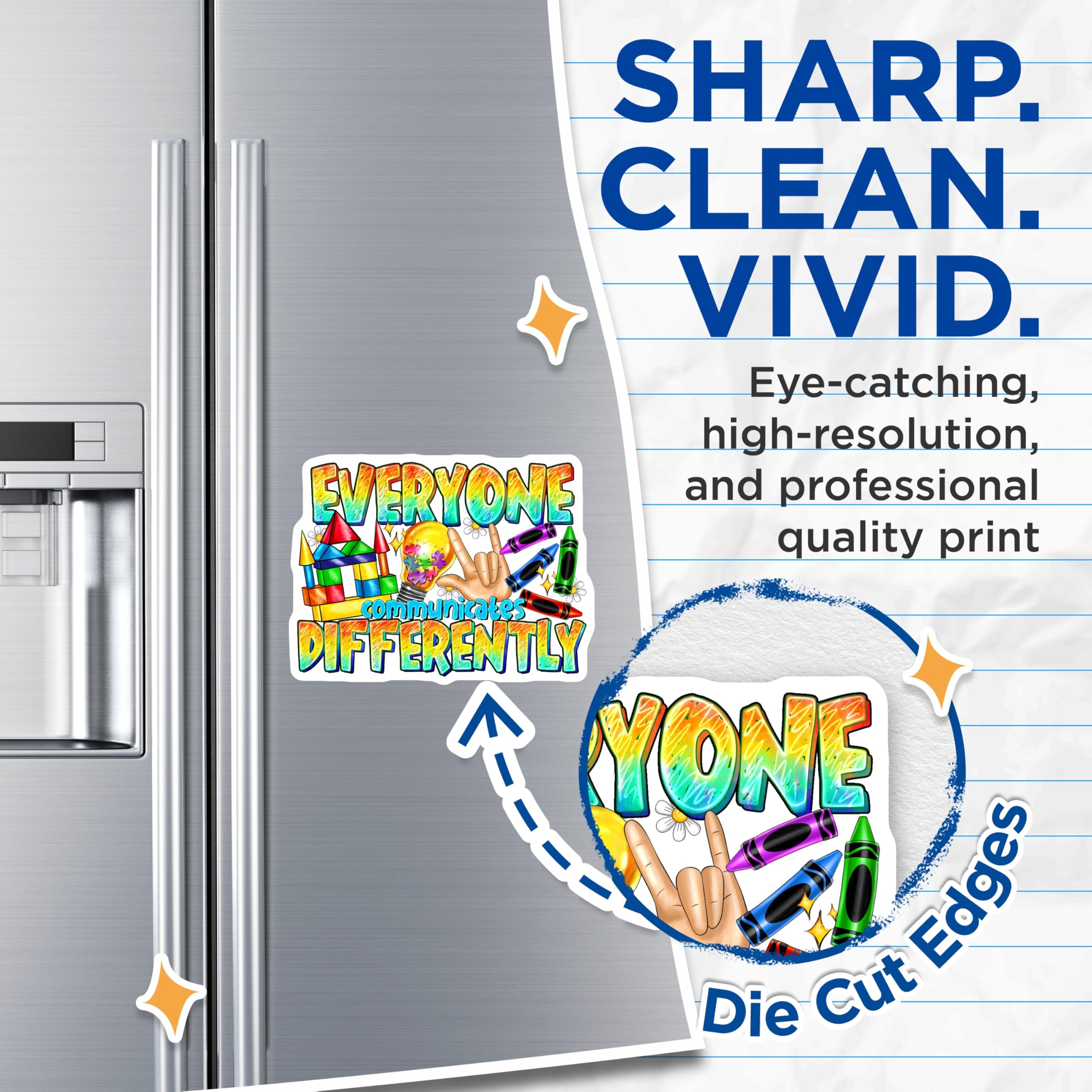 (2 Pack) Communication Diversity Magnets - Neurodiversity Awareness - Inclusive Classroom Decor - 5 Inches On Longest Side - Thick Durable Magnet - Made in USA - MAG23421