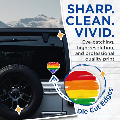 (2 Packs) Rainbow Heart LGBTQ Friendly Stickers - Inclusive Welcoming Heart Decals - 5 Inches On Longest Side - Premium Vinyl Decal - Sticks to Any Smooth Flat Surface - Made in USA - BMCS2312