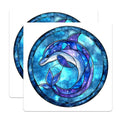 (2 Pack) Stained Glass Dolphin Magnets - Celestial Ocean Animal Refrigerator Decor - Whimsical Marine Life Art - 5 Inches On Longest Side - Thick Durable Magnet - Made in USA - MAG30335
