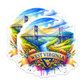 (2 Pack) West Virginia Bridge Stickers - Scenic Nature Art - State Pride Decal - 5" On Longest Side - Sticks to Smooth Flat Surfaces - Made in USA - BMCS6447