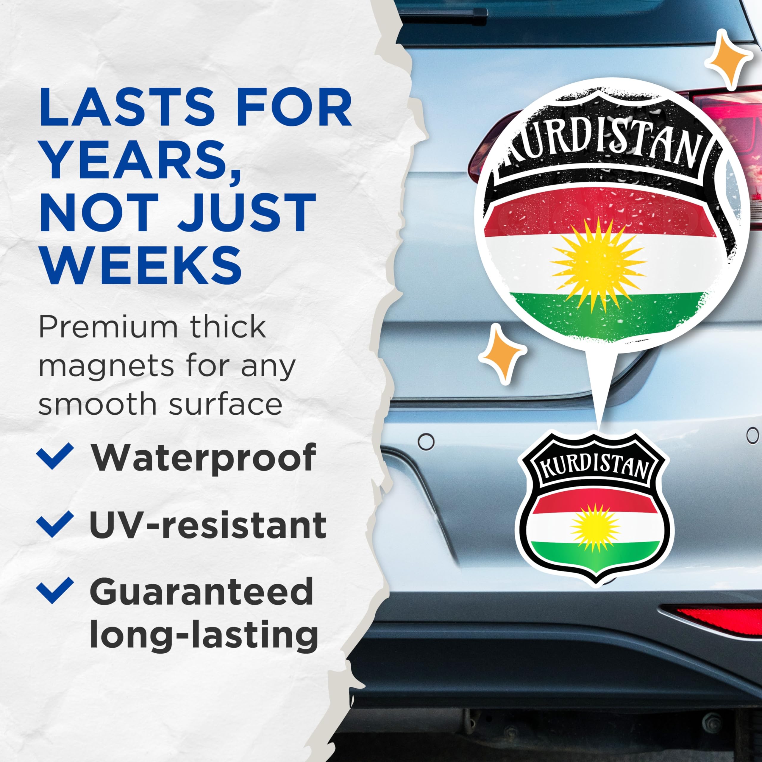 (2 Pack) Kurdistan Flag Magnets - Kurdish Pride Emblem - Patriotic Refrigerator Magnets - 5" On Longest Side - Premium Magnet - for Cars, Refrigerators, Toolboxes, Lockers - Made in USA - MAG17593