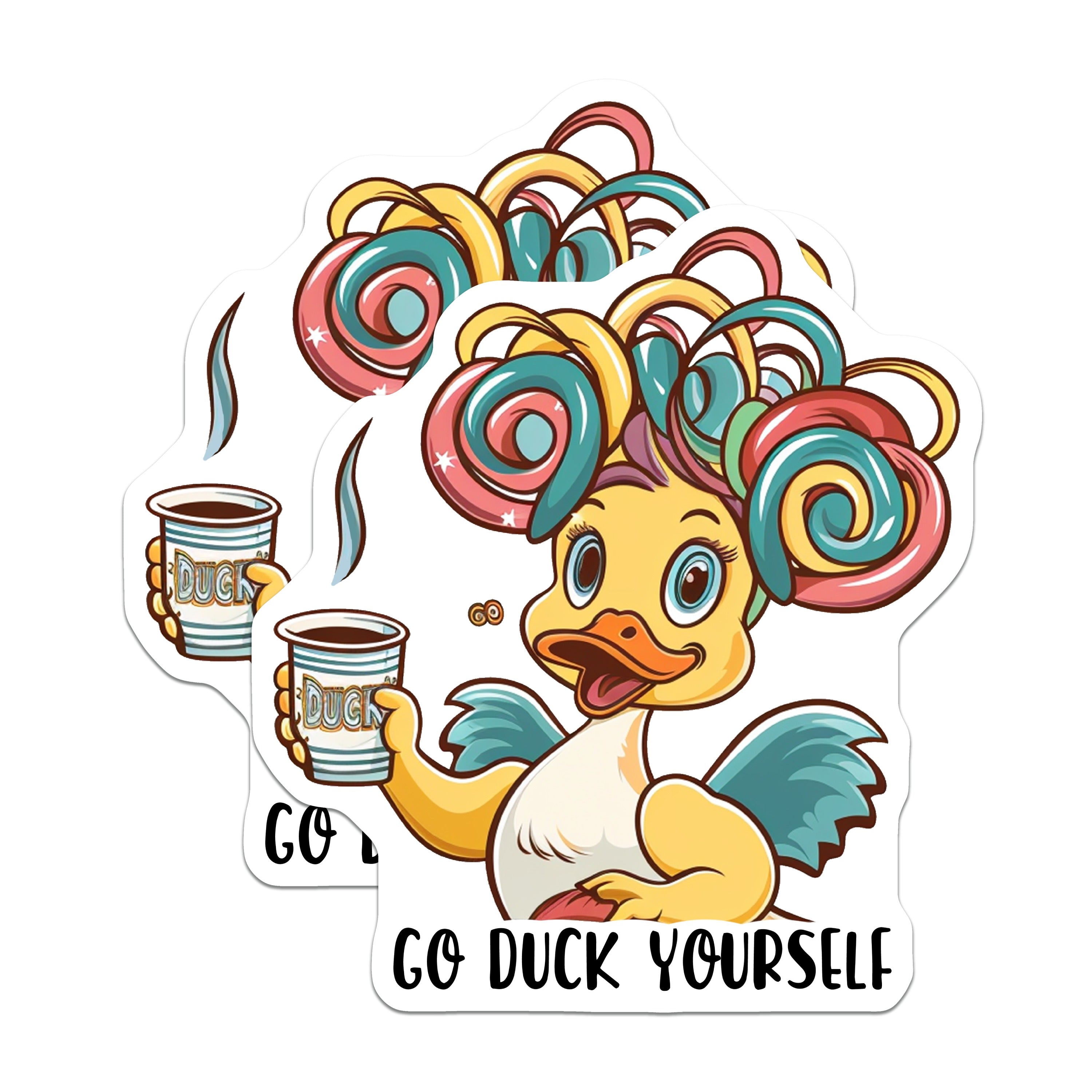 (2 Pack) Funny Duck Magnets - Sarcastic Coffee Animal - Quirky Refrigerator Humor - Whimsical Kitchen Display - 5 Inches On Longest Side - Thick Durable Magnet - Made in USA - MAG37249