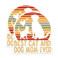 (2 Pack) Cat Dog Mom Magnets - Retro Sunset Pet Lover - Best Pet Parent Ever - 5 Inches On Longest Side - Thick Durable Magnet - Made in USA - MAG23499