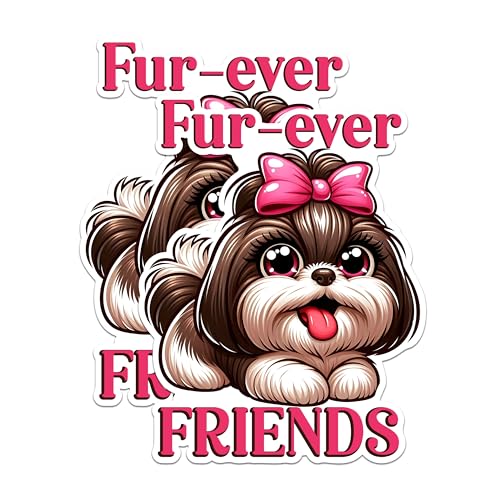 (2 Pack) Fur-Ever Friends Stickers - Cute Dog Stickers - Pet Lover Stickers - 5" On Longest Side - Sticks to Any Smooth Flat Surface - Made in USA - BMCS2824