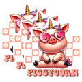 (3 Pack) Piggycorn Decals - Pig Unicorn - Funny Pig - Heart Glasses - 3 Inches On Longest Side - Easy Peel & Apply - Made in USA - 3MCS6700