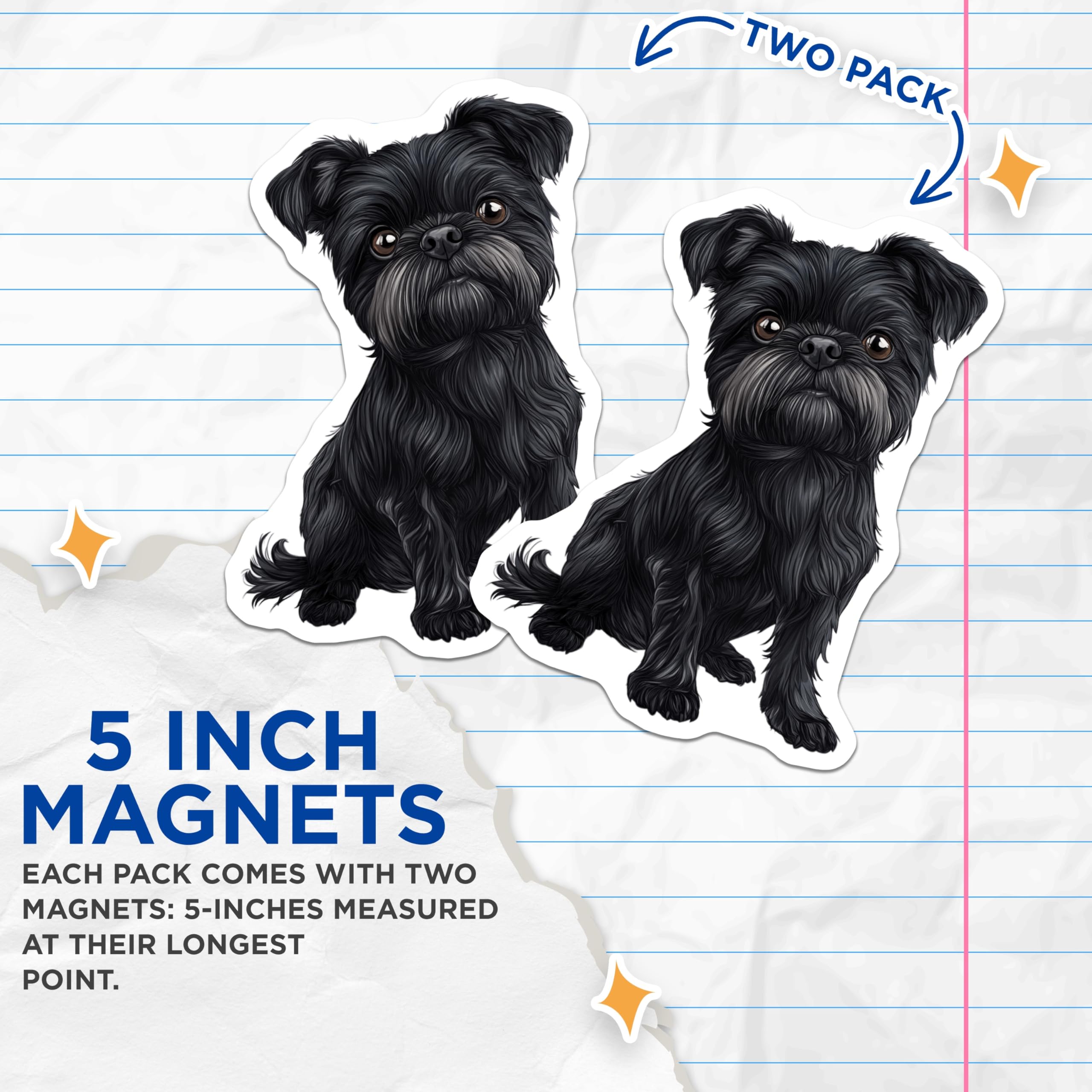 (2 Pack) Brussels Griffon Dog Magnets - Cute Pet Lover Accessories - Dog Mom Dad Kitchen Fridge Decor - 5 Inches On Longest Side - Thick Durable Magnet - Made in USA - MAG29970