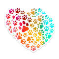 (2 Pack) Rainbow Paw Print Magnets - Heart Shaped Paw Design Magnets - Colorful Pet Lover Magnets - 5" On Longest Side - for Cars, Refrigerators, Toolboxes, Lockers - Made in USA BMCS3397