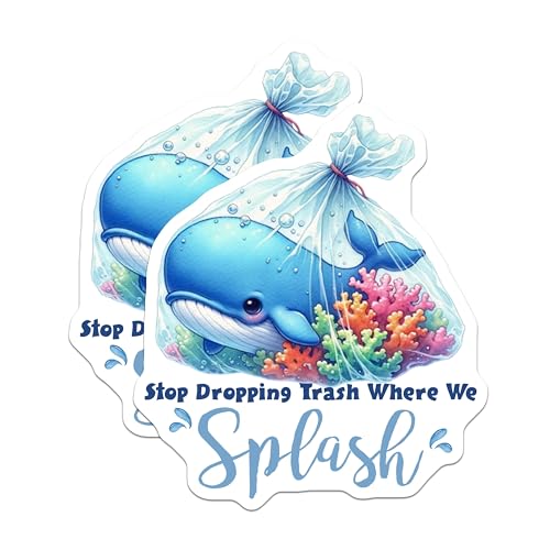 (2 Pack) Whale Water Conservation Magnets - Eco Friendly Save The Ocean - Cute Marine Life - 5" On Longest Side - for Cars, Fridges, Toolboxes - Made in USA - MAG7955