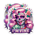 (2 Pack) Day of The Dead Stickers - Sugar Skull Art Stickers - Colorful Skull Stickers Collection - 5" On Longest Side - Sticks to Smooth Flat Surfaces - Made in USA - BMCS5102