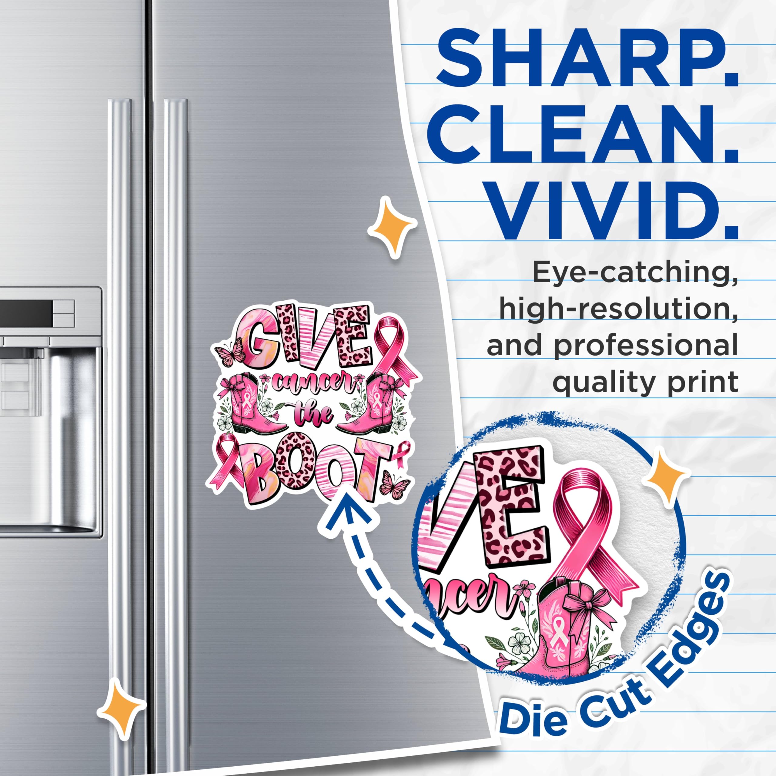 (2 Packs) Give Cancer The Boot Magnets - Breast Cancer Awareness Magnets - 5 Inches On Longest Side - Premium Magnet - for Fridges, Toolboxes, Cars - Made in USA - MAG2434