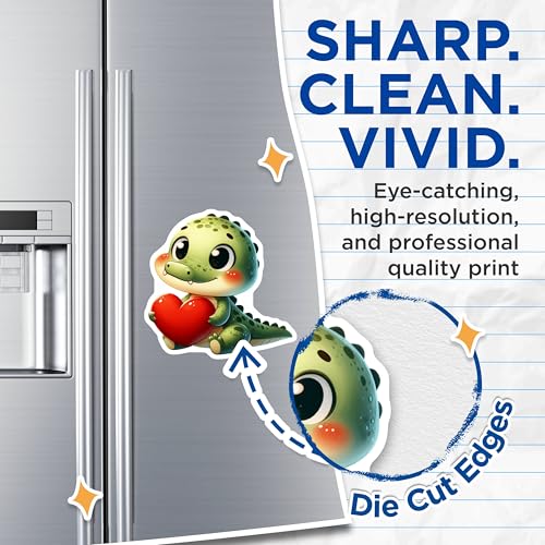 (2 Pack) Cute Dino Heart Magnets - Cartoon Dinosaur - Adorable Fridge ation - 5" On Longest Side - for Cars, Fridges, Toolboxes - Made in USA - MAG3653
