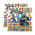 (2 Pack) Autism Awareness Magnets - Excavator Construction Vehicle - I Dig Neurodiversity Support - Colorful Puzzle Piece Art - 5 Inches On Longest Side - Thick Durable Magnet - Made in USA - MAG23879