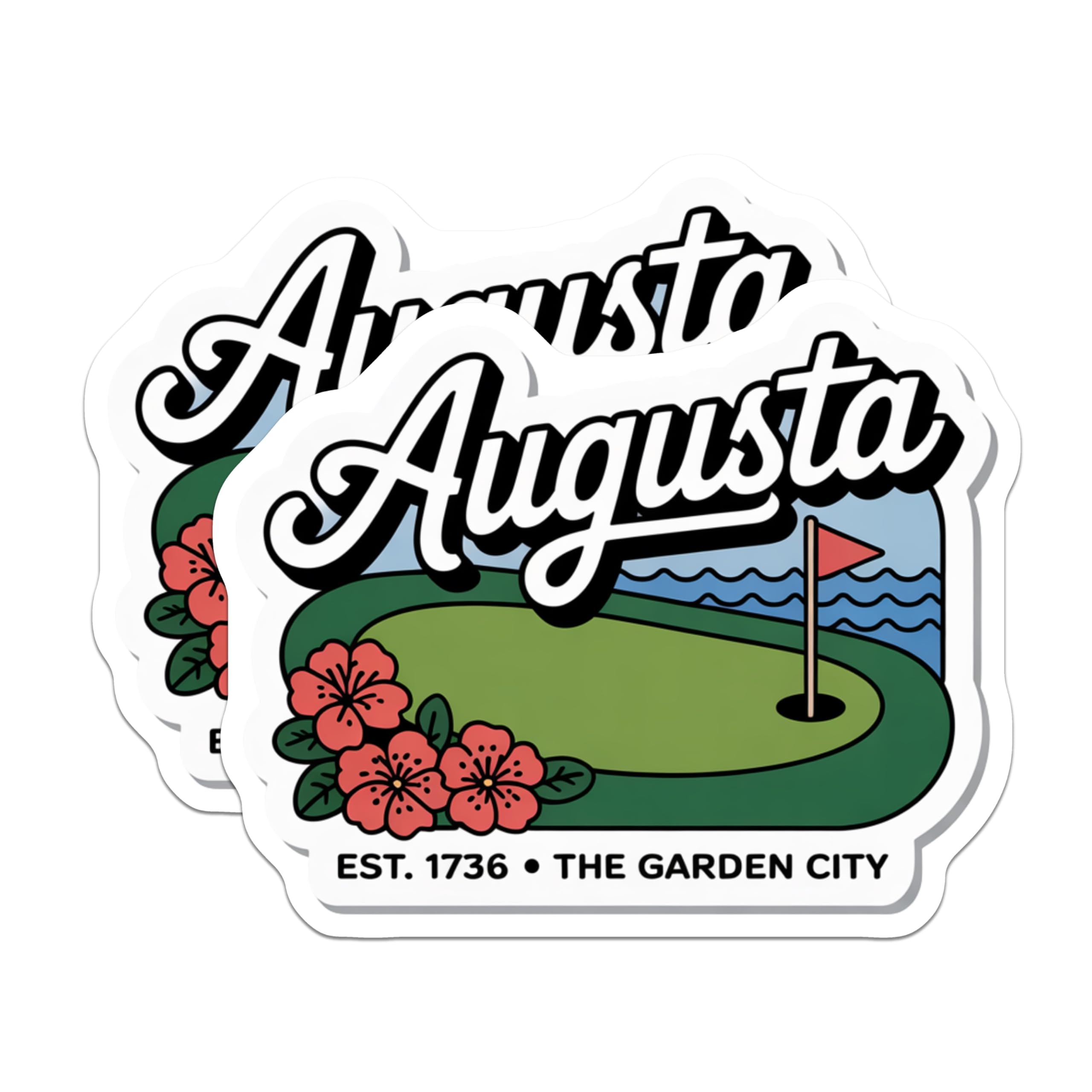 (2 Pack) Augusta Georgia Magnets - Iconic Golf Course Souvenir - Azalea Garden City Decor - Southern Charm Collectible - 5 Inches On Longest Side - Thick Durable Magnet - Made in USA - MAG19348
