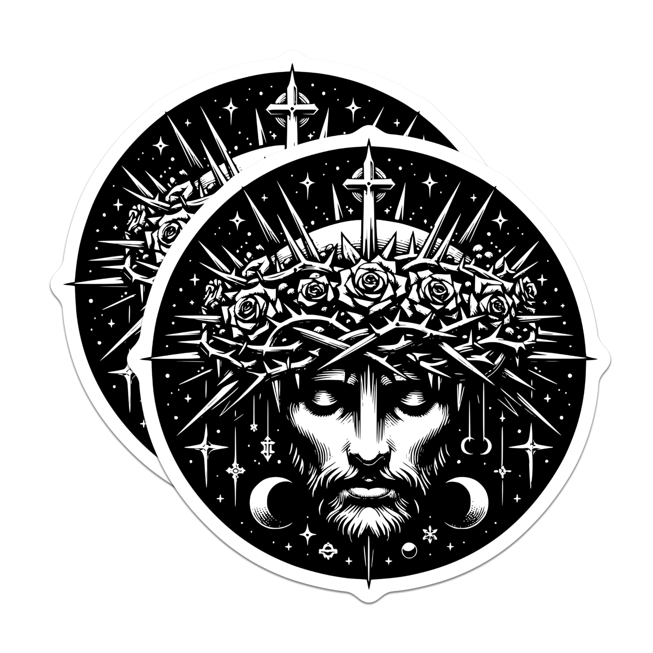 (2 Pack) Jesus Christ Magnets - Crown of Thorns Roses - Christian Faith Celestial Decor - 5 Inches On Longest Side - Thick Durable Magnet - Made in USA - MAG23439