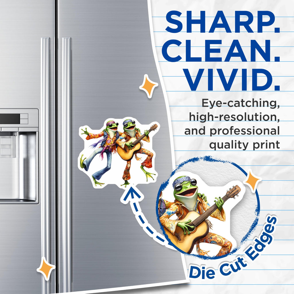 (2 Pack) Frog Magnets - Hippie Frogs with Guitar - Groovy Fridge Magnets - 5" On Longest Side - Premium Magnet - for Cars, Refrigerators, Toolboxes, Lockers - Made in USA - MAG16609