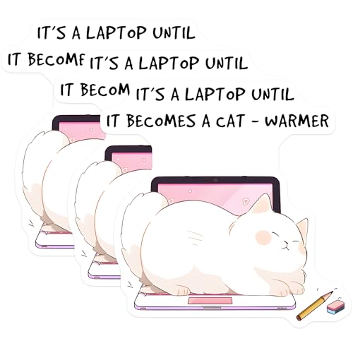(3 Pack) Cat Laptop Decals - Funny Kitten Decal - Animal Decals - 3 Inches On Longest Side - Easy Peel & Apply - Made in USA - 3MCS6588
