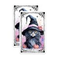 (2 Pack) Black Cat Gaze Stickers - Witch Hat Cat Stickers - Halloween Pumpkin Stickers - 5" On Longest Side - Sticks to Any Smooth Flat Surface - Made in USA - BMCS3587