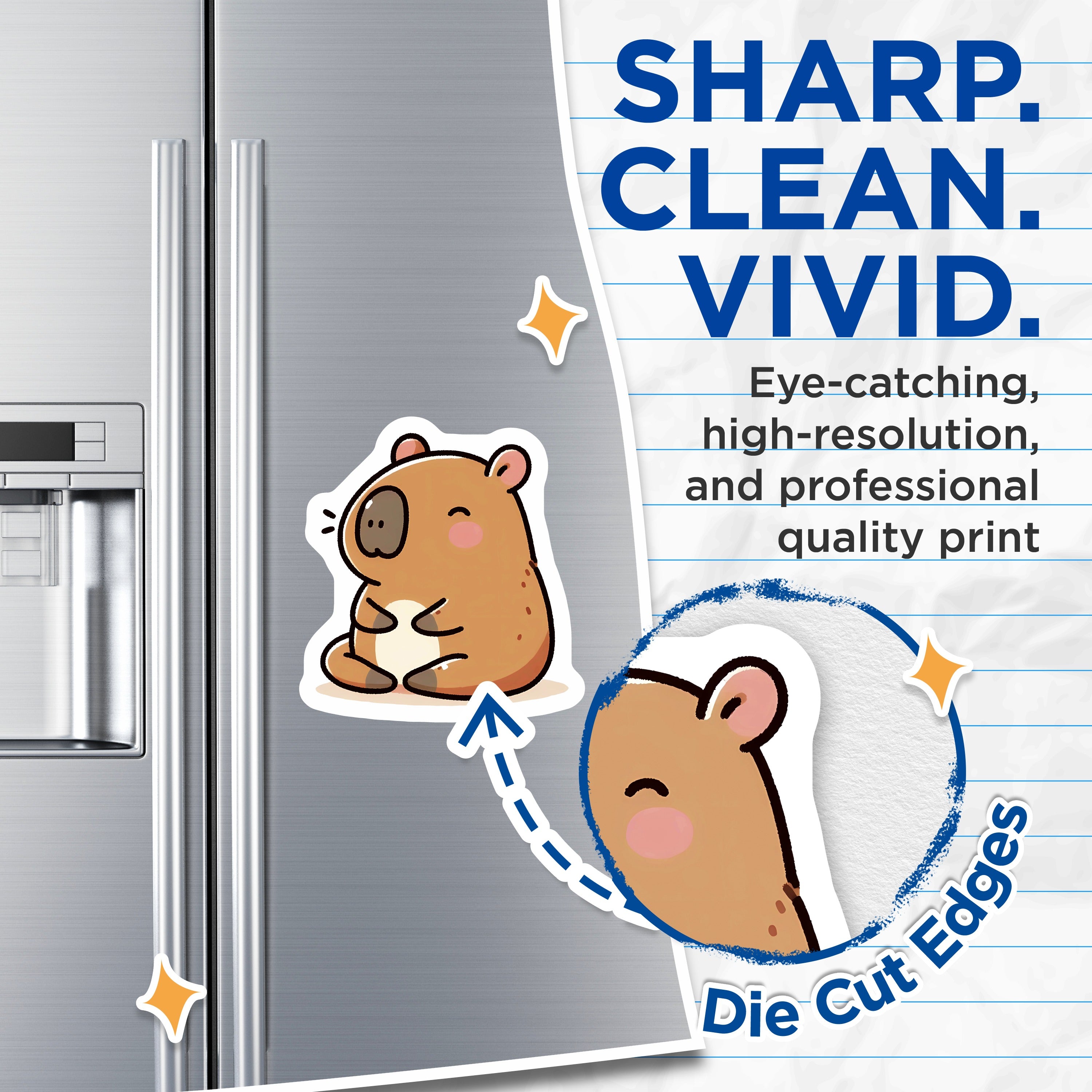 (2 Pack) Cute Capybara Magnets - Kawaii Animal Fridge Decor - Adorable Locker Decor for Students - 5 Inches On Longest Side - Thick Durable Magnet - Made in USA - MAG39933