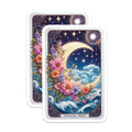 (2 Pack) Mystical Moon Flower Magnets - Celestial Ocean Waves - Starry Night Fantasy - 5 Inches On Longest Side - Thick Durable Magnet - Made in USA - MAG21878