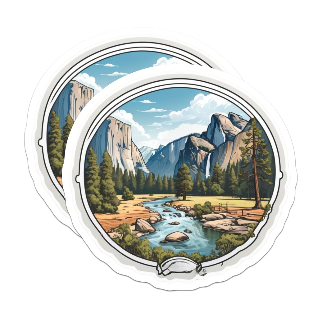 (2 Pack) Yosemite Magnets - National Park Decor - Scenic Landscape Art - 5 Inches On Longest Side - Thick Durable Magnet - Made in USA - MAG21814