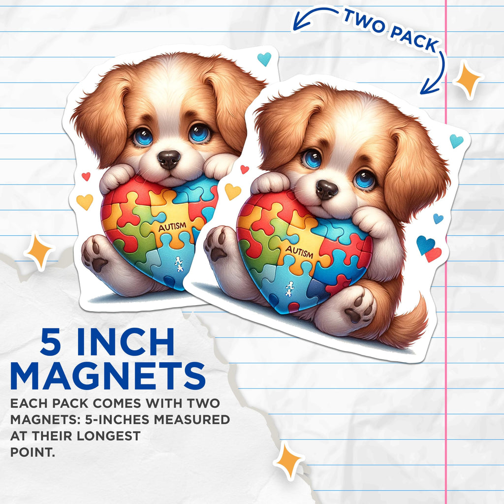 (2 Pack) Heart Puzzle Design Magnet - 5" On Longest Side - Sticks to Smooth Flat Surfaces - Made in USA - MAG9468