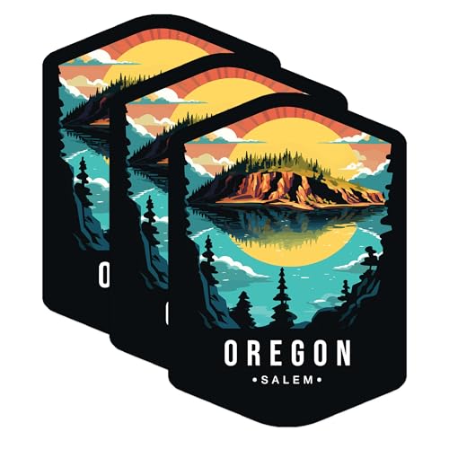 (3 Pack) Oregon Salem Decals - Landscape Laptop Decal - Pacific Northwest Sticker - 3 Inches On Longest Side - Easy Peel & Apply - Made in USA - 3MCS0378