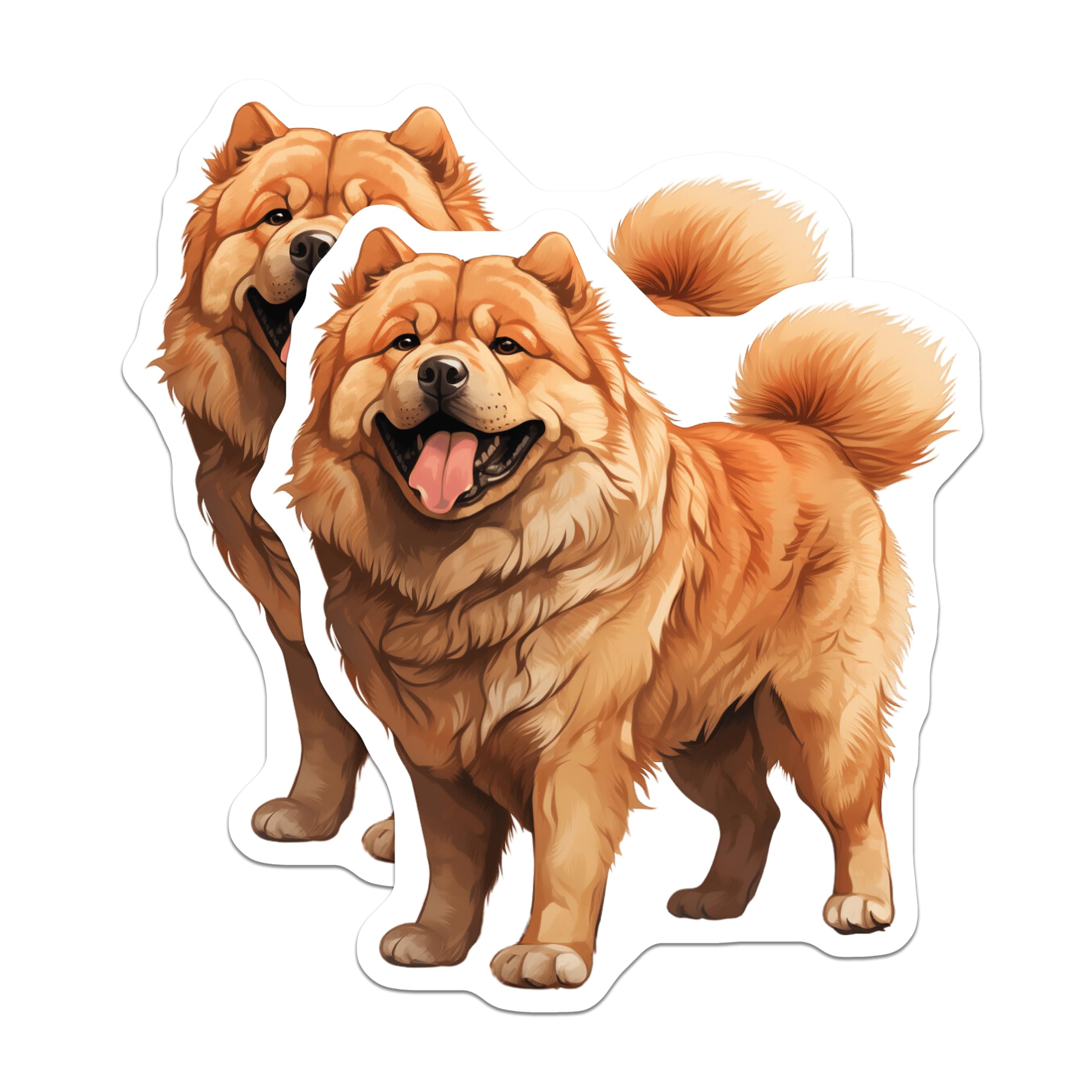 (2 Pack) Chow Chow Dog Magnets - Happy Fluffy Canine - Pet Lover Fridge Accent - 5 Inches On Longest Side - Thick Durable Magnet - Made in USA - MAG30860