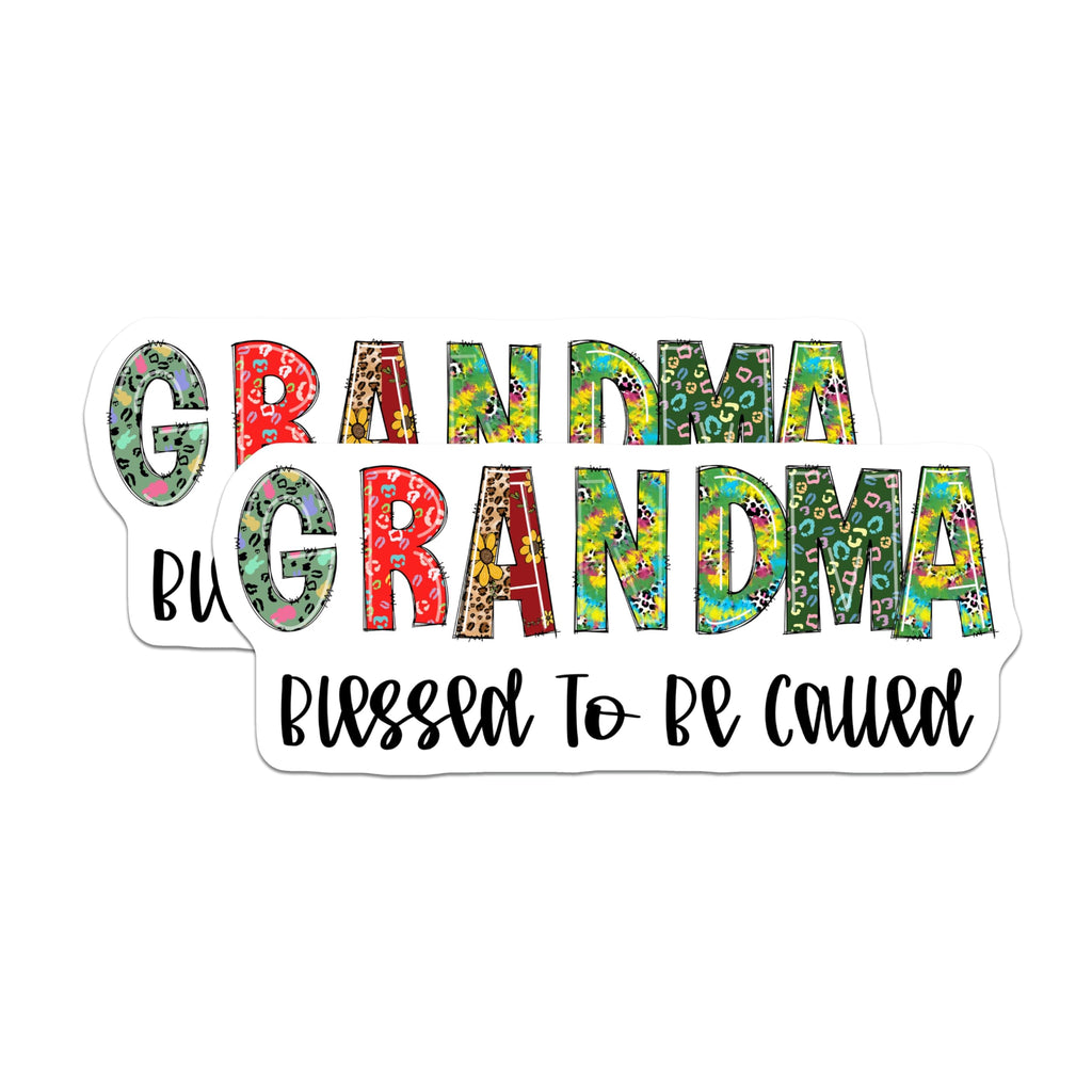 (2 Pack) Grandma Stickers - Blessed Grandma Decals - Colorful Grandma Sayings - 5" On Longest Side - Sticks to Smooth Flat Surfaces - Made in USA - BMCS14958