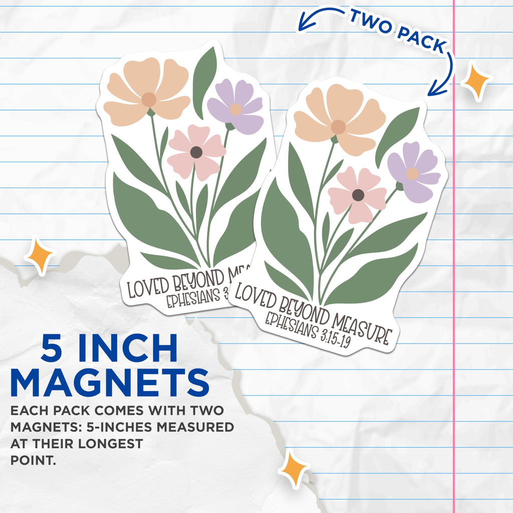 (2 Pack) Flower Magnets - Floral Bouquet Decor - Botanical Refrigerator Magnets - 5" On Longest Side - Premium Magnet - for Cars, Refrigerators, Toolboxes, Lockers - Made in USA - MAG16748