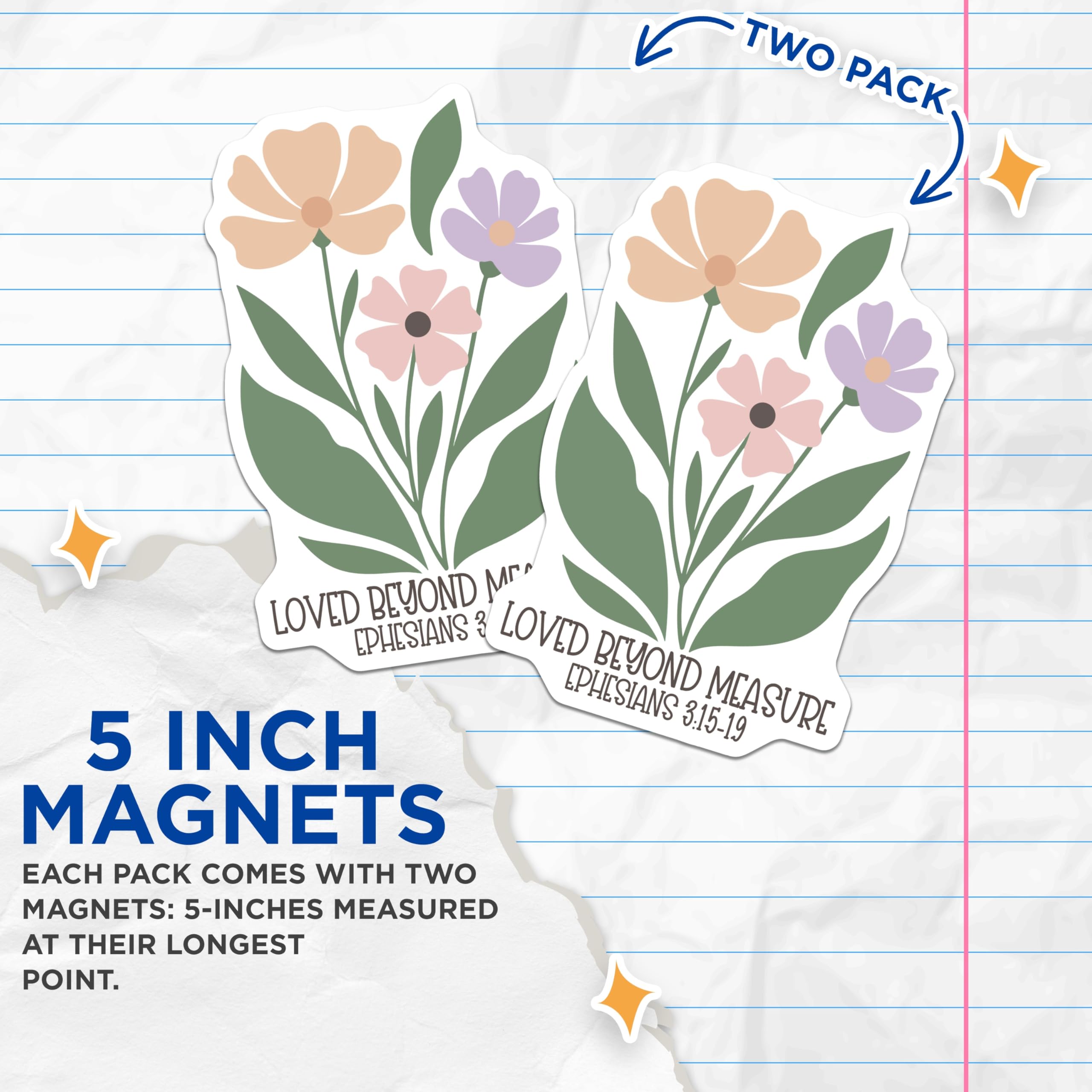 (2 Pack) Flower Magnets - Floral Bouquet Decor - Botanical Refrigerator Magnets - 5" On Longest Side - Premium Magnet - for Cars, Refrigerators, Toolboxes, Lockers - Made in USA - MAG16748