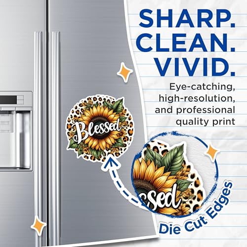 (2 Pack) Sunflower Blessed Magnets - Sunflower Inspirational Magnets - Floral Home Decor Magnets- 5" On Longest Side - for Fridges, Toolboxes, Cars - Made in USA - MAG2908