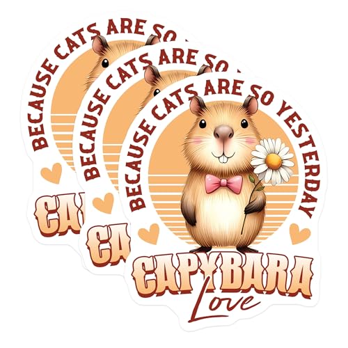 (3 Pack) Capybara Decals - Cute Rodent Stickers - Because Cats are So Yesterday Laptop Decal - 3 Inches On Longest Side - Easy Peel & Apply - Made in USA - 3MCS2528