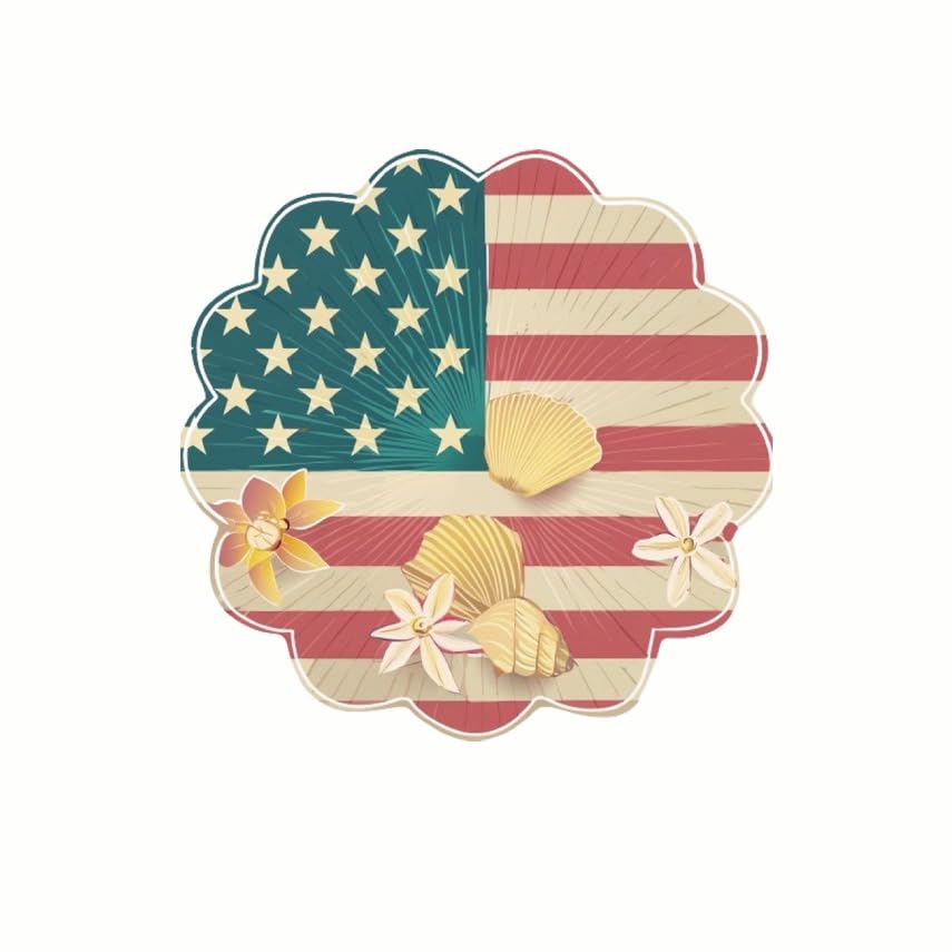 (3 Pack) USA Flag Shell Decals - Laptop Decal - Patriotic Decals - 3 Inches On Longest Side - Easy Peel & Apply - Made in USA - 3MCS7731