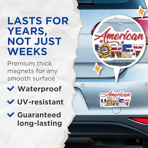 (2 Pack) American Honey Magnets - Patriotic Decor - 5" On Longest Side - for Cars, Fridges, Toolboxes - Made in USA - MAG7867