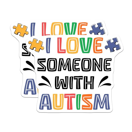 (2 Pack) I Love Someone with Autism Magnets Magnets - Puzzle Piece Design - Autism Awareness - 5" On Longest Side - Made in USA - Sticks to Refrigerators & Metal Surfaces - MAG8432