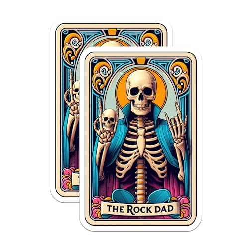 (2 Pack) The Rock Dad Stickers - Skeleton Dad Art - Cool Fatherhood Stickers - 5" On Longest Side - Sticks to Smooth Flat Surfaces - Made in USA - BMCS5489
