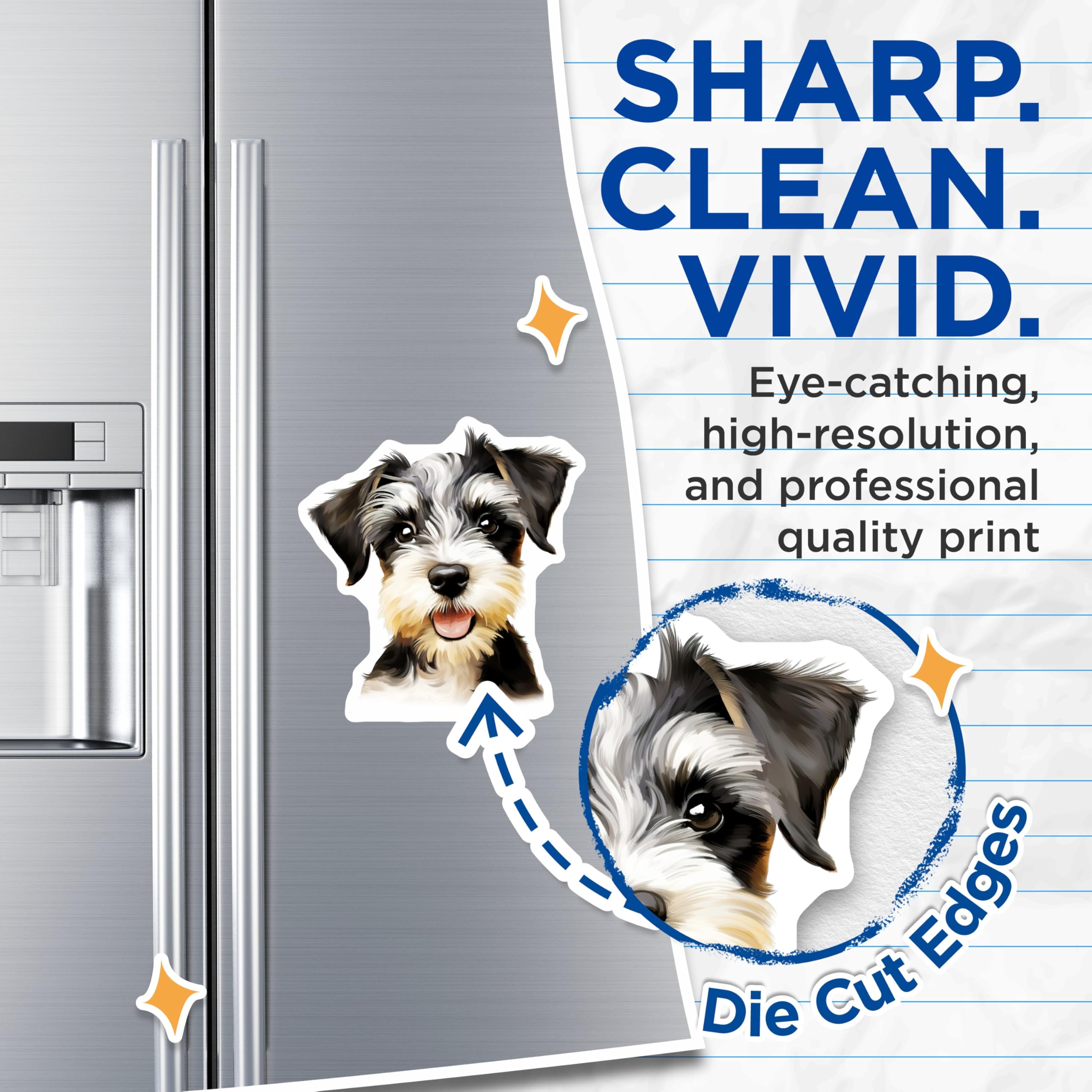 (2 Pack) Cute Schnauzer Puppy Magnets - Dog Lover Decor - Pet Parent Kitchen Accessory - 5 Inches On Longest Side - Thick Durable Magnet - Made in USA - MAG25786