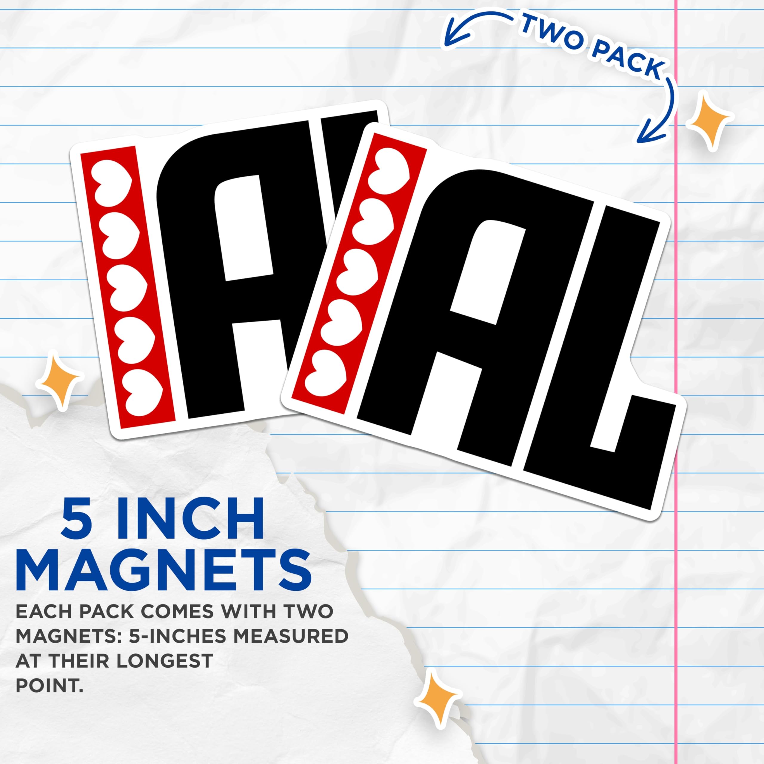 (2 Pack) I Heart AL Magnets - Alabama State Pride - I Love Alabama Decor - 5" On Longest Side - Premium Magnet - for Cars, Refrigerators, Toolboxes, Lockers - Made in USA - MAG17387