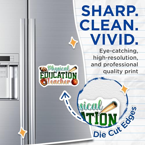 (2 Pack) Physical Education Teacher Magnets - 5" On Longest Side - for Cars, Fridges, Toolboxes - Made in USA - MAG8039