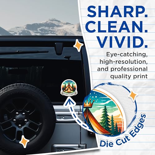 (2 Pack) Queen of The Camper Stickers - Camping Adventure - Outdoor Enthusiast - 5" On Longest Side - Sticks to Smooth Flat Surfaces - Made in USA - BMCS6788