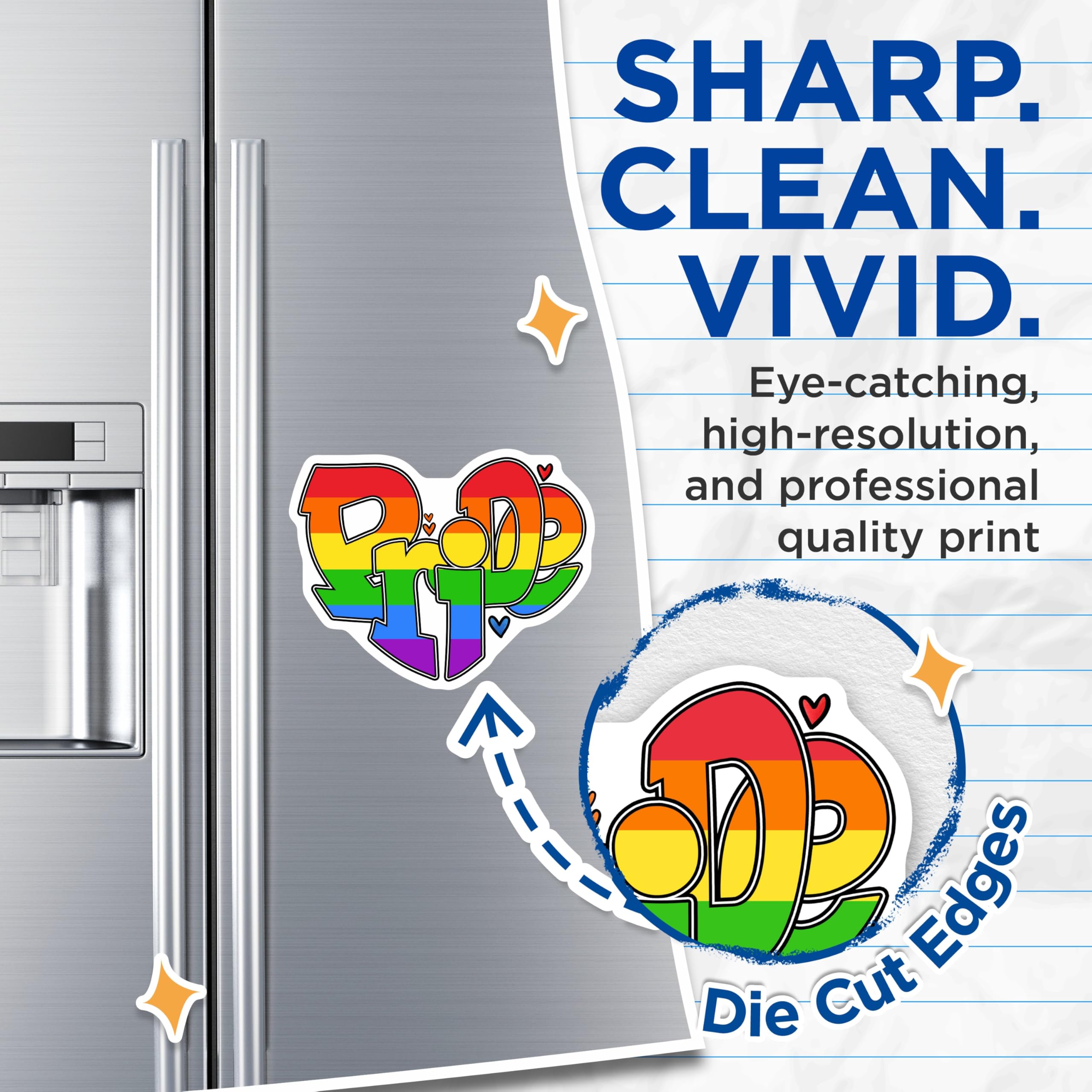 (2 Pack) Pride Month Magnets - LGBT Decor - Rainbow Pride Flag Art - 5" On Longest Side - Premium Magnet - for Cars, Refrigerators, Toolboxes, Lockers - Made in USA - MAG17052