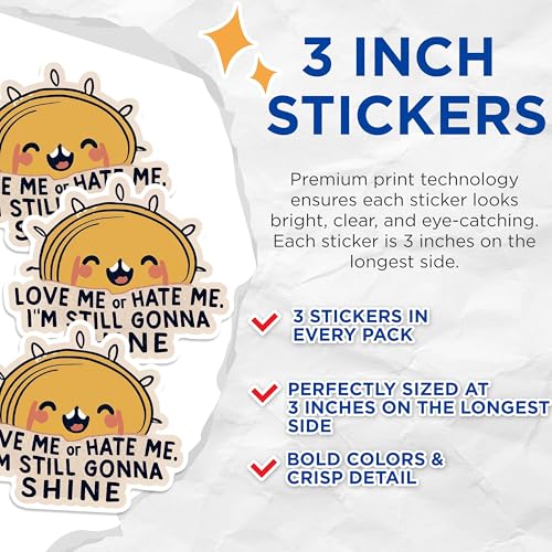 (3 Pack) Shine Anyway Decals - Motivational Decal - Happy Sunshine Stickers - 3 Inches On Longest Side - Easy Peel & Apply - Made in USA - 3MCS0547