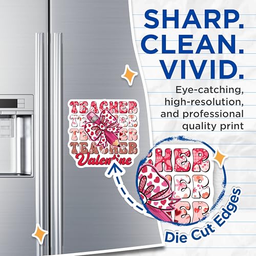 (2 Pack) Teacher Valentine Magnets - Teacher Appreciation - Valentine's Day Classroom Decor - 5" On Longest Side - for Cars, Fridges, Toolboxes - Made in USA - MAG7649
