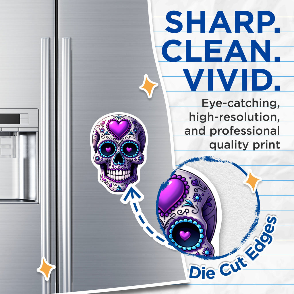 (2 Pack) Sugar Skull Magnets - Day of the Dead Decor - Calavera Art Refrigerator Magnet Set - Vibrant Skull Kitchen Magnets - 5 Inches On Longest Side - Thick Durable Magnet - Made in USA - MAG39225