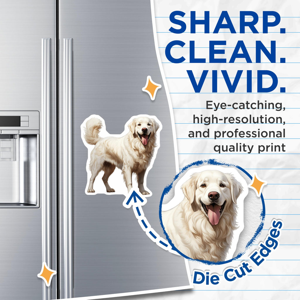 (2 Pack) Golden Retriever Magnets - English Cream Dog Breed Art - Happy Canine Pet Refrigerator Display - 5 Inches On Longest Side - Thick Durable Magnet - Made in USA - MAG23406