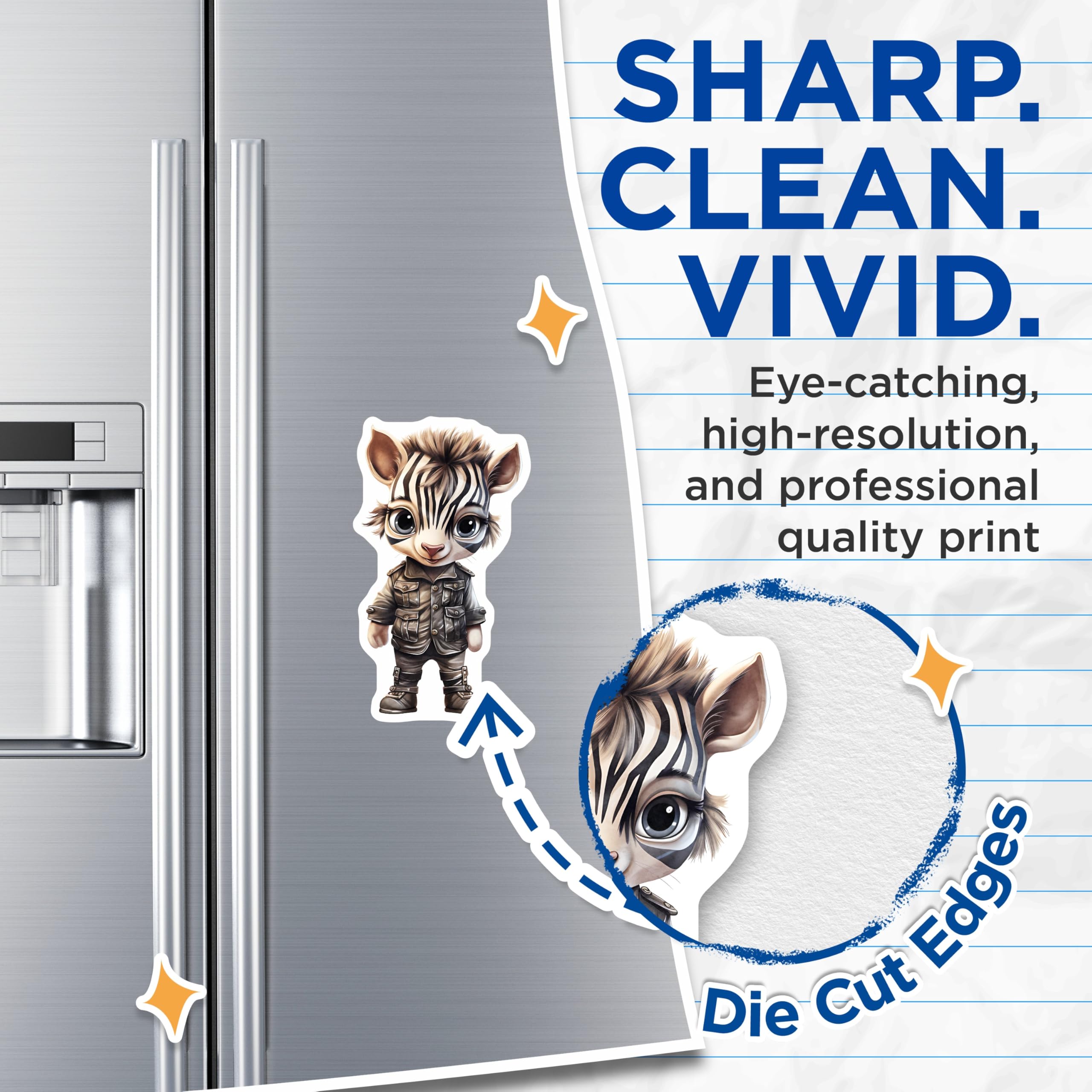 (2 Pack) Zebra Animal Magnets - Cartoon Character - Refrigerator Magnets - 5" On Longest Side - Premium Magnet - for Cars, Refrigerators, Toolboxes, Lockers - Made in USA - MAG16508