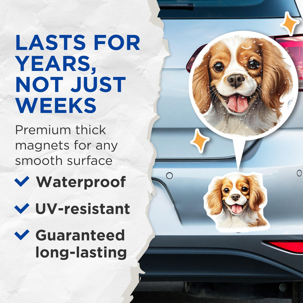 (2 Pack) Cavalier King Charles Spaniel Magnets - Cute Puppy Dog - Dog Lover Decor Pet Owner - 5 Inches On Longest Side - Thick Durable Magnet - Made in USA - MAG29949